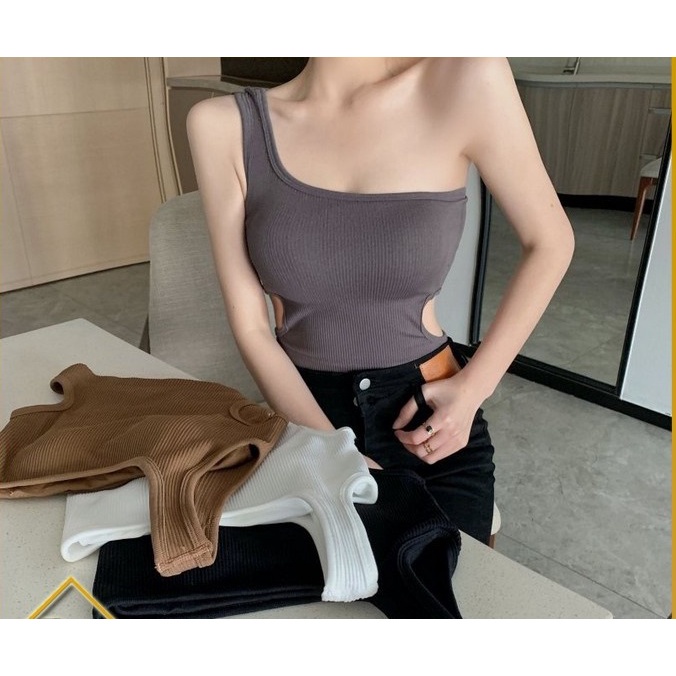 Tank Top One Shoulder Sexy Best Crop Top Fashion Korean