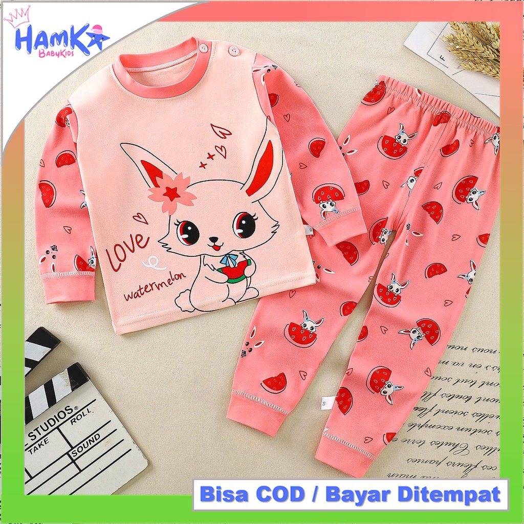 Setelan Piyama Bayi Anak Perempuan 0 - 6 Tahun Lengan Panjang Stelan Baju Tidur Lengan Panjang Motif Unisex Import