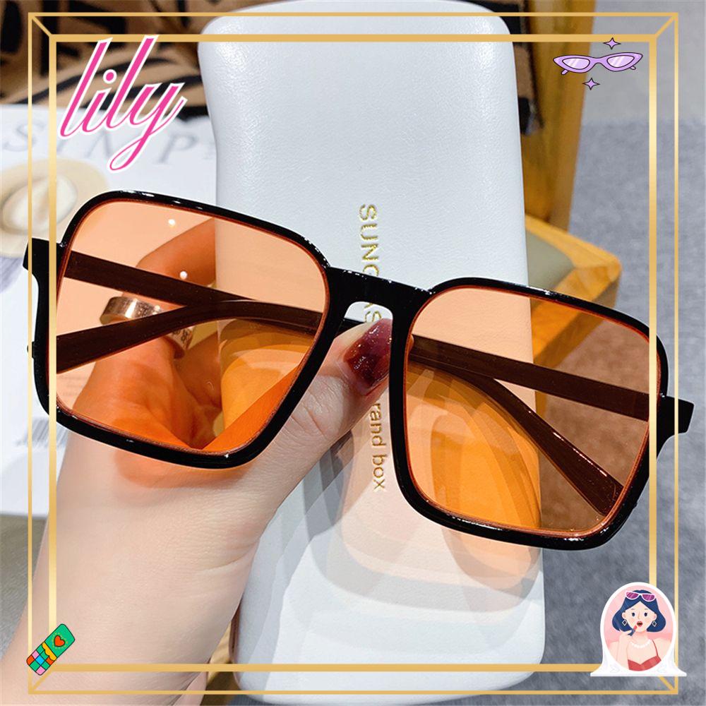 Lily Wanita Kacamata Kotak Retro UV400 Vintage Eyewear Pria Kacamata Matahari