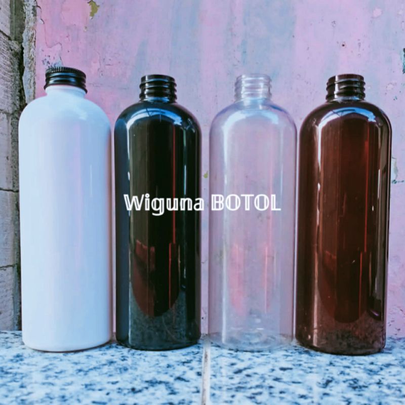 Botol Ulir 500ml PET Model Tinggi / Botol PET 500ml Model Tinggi Tutup Ulir Alumunium Hitam