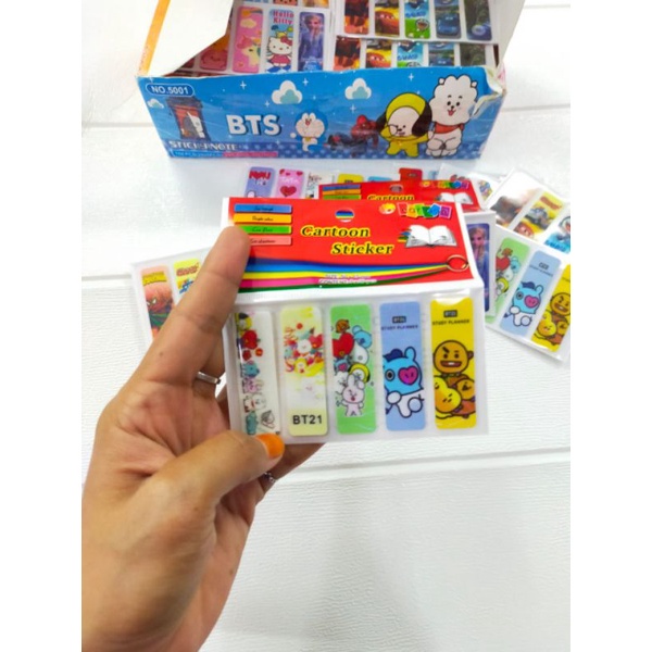 Pembatas buku post it karakter ecer isi 5 set(100pcs)