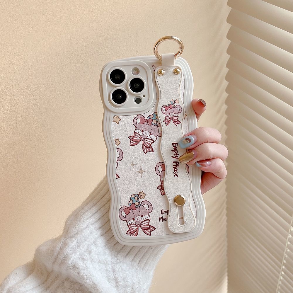 IPHONE Pimk Casing Ponsel Motif Kulit Gelombang Besar Kelinci Dan Beruang Kompatibel Dengan Iphone12 13 14 11 Pro Max X Xs Max Xr Dfcv