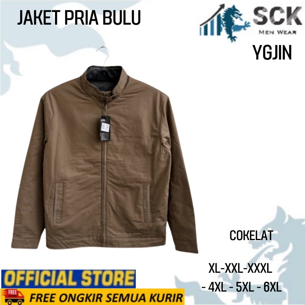 Jaket Pria YGJIN Krah Shanghai Dalam Bulu ukuran XL-6XL (JUMBO) / Jaket Bapak Bulu -sckmenwear GROSIR