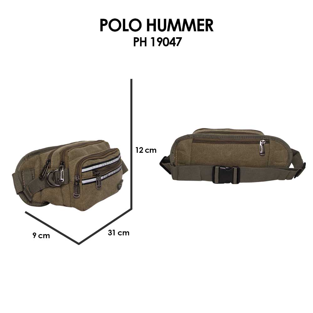 Tas Pinggang Kanvas Pria Multifungsi Polo Hummer 19047 Waist bag Impor