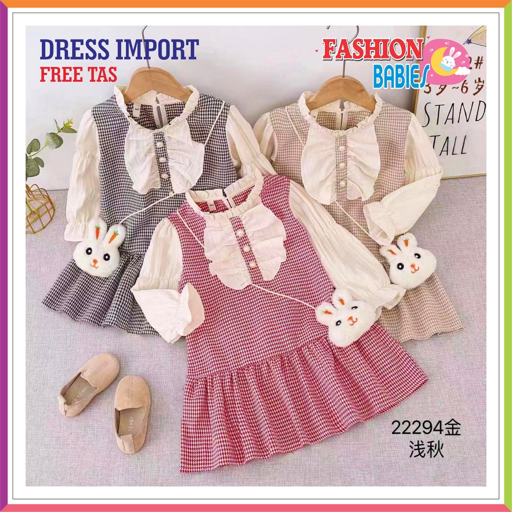 SW-01 DRESS IMPORT KOREA RUFFLE LENGAN PANJANG | GRATIS TAS SELEMPANG ❤ Fashionbabies ❤