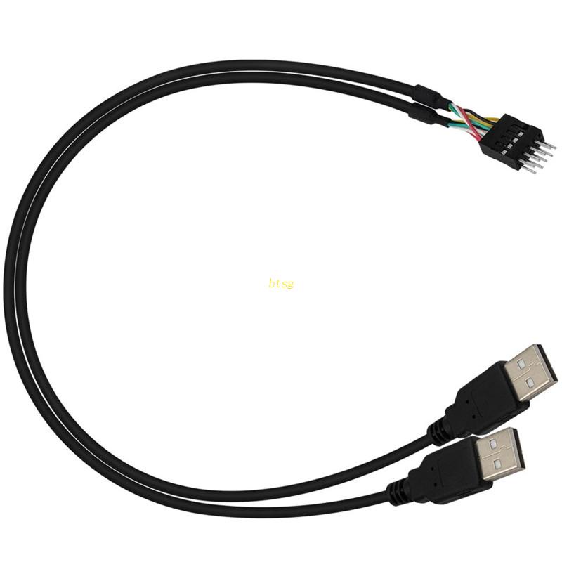 Btsg Dual USB-A Male Header Ke Motherboard 9Pin Du Pont Konverter Kabel USB Untuk Mainboard Komputer 50cm/19.7in