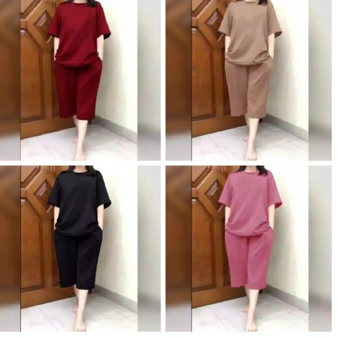 New Stock setelan kulot jumbo/set kulot jumbo polos/baju wanita