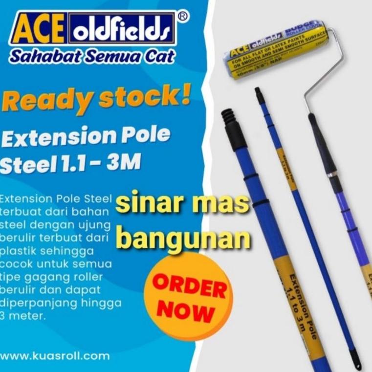 

L37 Tongkat kuas rol cat 1.1mt-3mt aceoldfields,extension pole steel 3 meter BARANG TERUPDATE ⇞