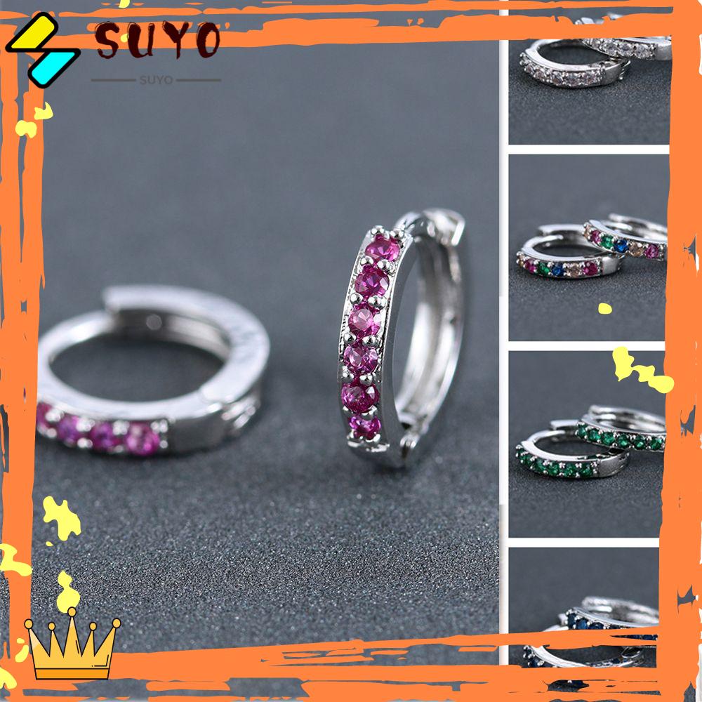 Suyo Warna-Warni CZ Anting Perhiasan Fashion 8 mm Cincin Hidung Tubuh Perhiasan Huggie Hoop Earring Daith Keong Snug CZ Telinga Tindik
