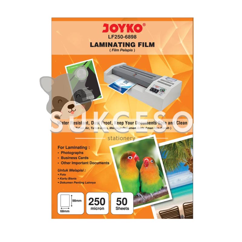 

Joyko Laminating Film LF250-6898 (KTP) / Plastik Laminating KTP 250 Mic / Laminating KTP