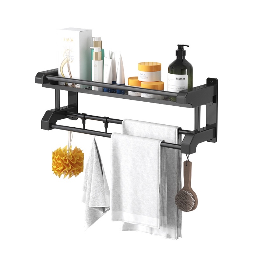 【COD】Rak Dinding Kamar Mandi/ Stainless Steel Hitam Rak /Rak Sabun Kamar Mandi /Rak Kamar Mandi Stainless