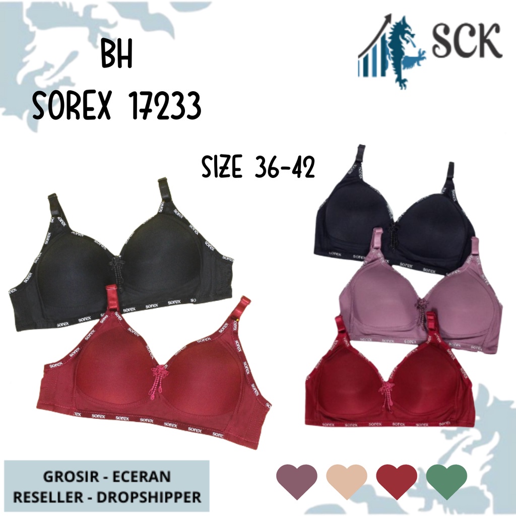 BH SOREX 17233 Tanpa Kawat Busa Tipis Motif Polos / Pakaian Dalam Wanita - sckmenwear GROSIR