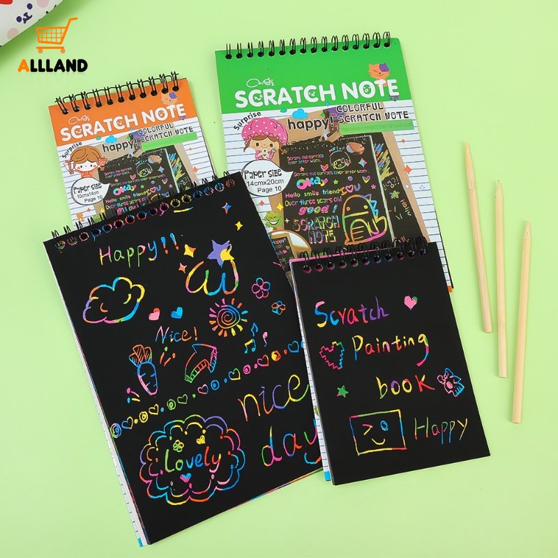 Diy Kreatif Anak Graffiti Colorful Scratch Book/Buku Gambar Scratchpad Seni Edukasi Menarik/Alat Tulis Kertas Lukisan Manual Anak