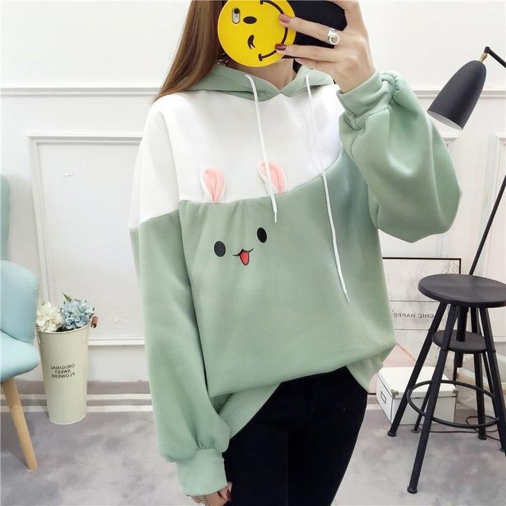 Hoodie Wanita Korean Fashion RABBIT COMBIE Sweater Jumper Lucu Style Terkini Outfit Kece