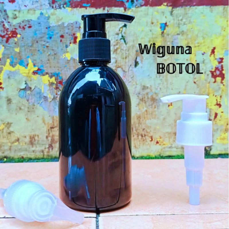 Botol Pump 250ml Oval / Botol PET 250ml Oval Hitam Tutup Pump Lotion