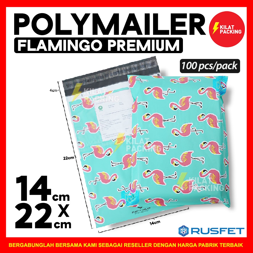 

POLYMAILER MOTIF FLAMINGO LUCU 14CM X 22CM / AMPLOP PLASTIK PACKING RUSFET PREMIUM TERMURAH - PACK