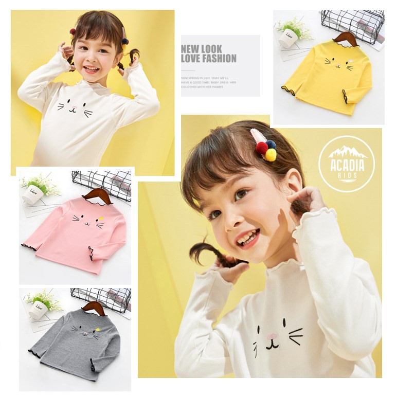 VISION ONLINE COD BAJU KAOS T-SHIRT ANAK PEREMPUAN LENGAN PANJANG MOTIF -KAOS BAYI ANAK PEREMPUAN KITTY-