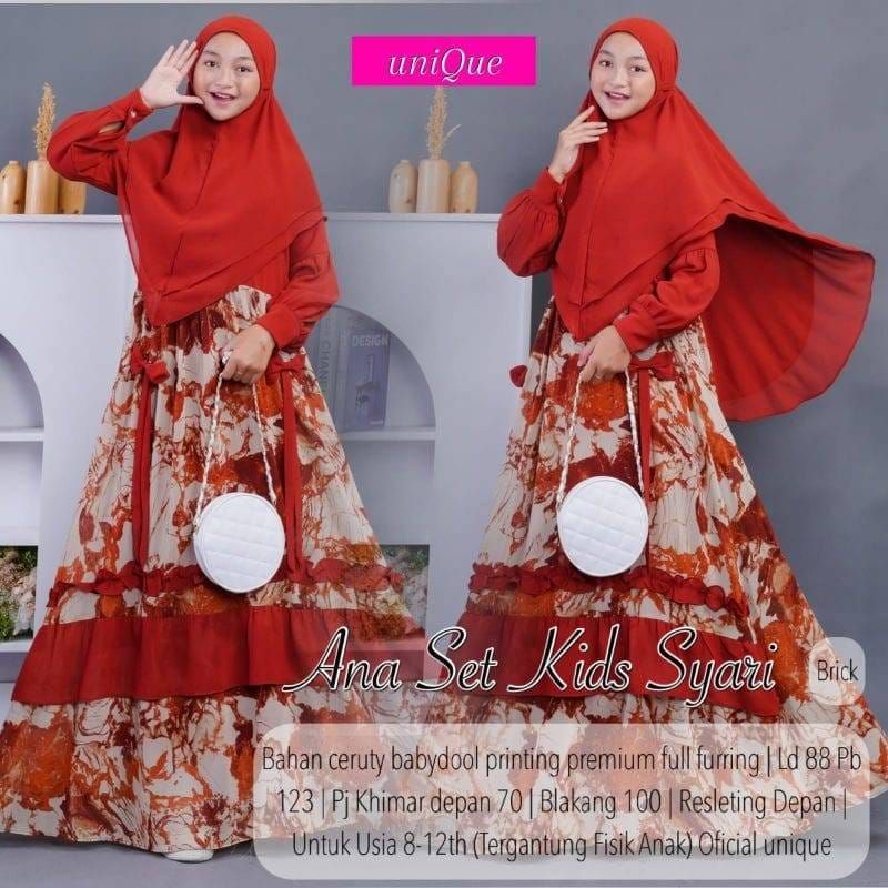 codAna set syar'i/Gamis anak terbaru/Baju murah premium/Baju muslim kekinian/Gamis lebaran