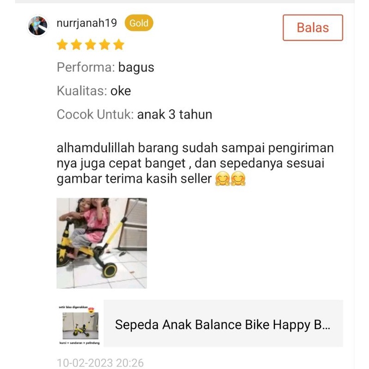 Sepeda Anak Balance Bike Happy Baby 3 in 1 Stang Kokoh Kuat plus handle dorongan up