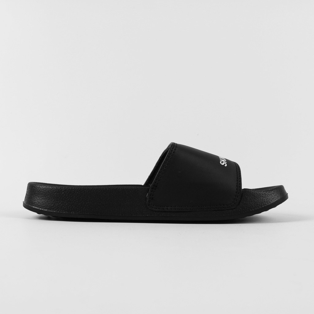 Sendal Slop Pria Wanita SKINRUMA Logo Middle Hitam / Slip On Pria / Slide Pria / Sendal Outdoor / Sendal Cowok