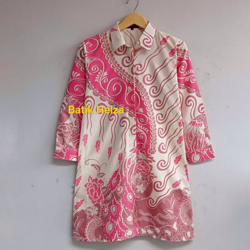 Tunik Batik lengan panjang Kancing full depan