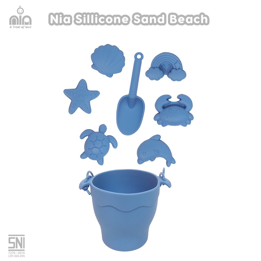 NIA BABY SILLICONE SAND BEACH BUCKET - SET PERALATAN MAIN PASIR ANAK BAHAN SILIKON