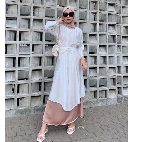 ❈ DEZHAF - Plain Tunik Kaftan | Dress Satin ✬