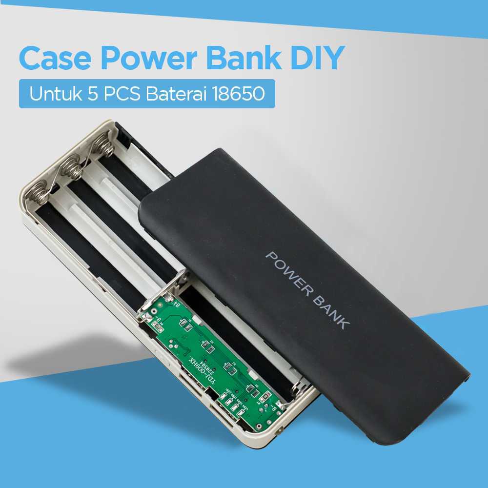 Case Power Bank DIY untuk 5 PCS 18650 Casing Powerbank Material Plastik Kuat Aman Case PB Berkualitas