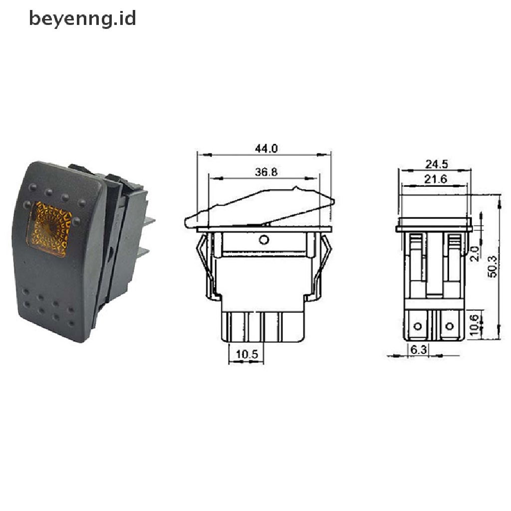 Beyen Waterproof Rocker Toggle Switch Tombol Saklar Rocker Mobil Perahu Laut 4pin Saklar ID