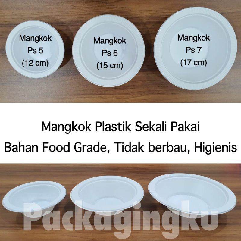 Isi 50PCS Mangkok Plastik Sekali Pakai Putih Susu Sedang Ps 6/ P6 15 cm/ Mangkuk Es Hajatan