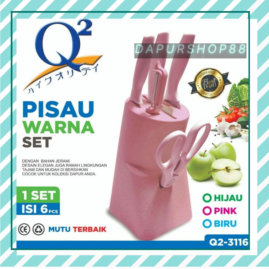 PISAU SET Q2-3116 / PISAU WARNA SET ISI 6PCS Q2-3116 / PISAU SET 5 IN1 / KNIFE SET 6IN1 DENGAN WADAH