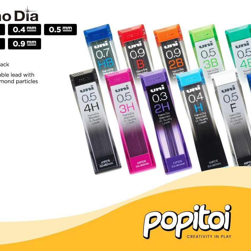 

12.12 ✨Promo✨ UNI Nano Dia Pencil Lead REFILL 0.3 0.4 0.5 0.7 0.9 mm isi Ulang pensil mekanik kuru toga pilot zebra NanoDia !