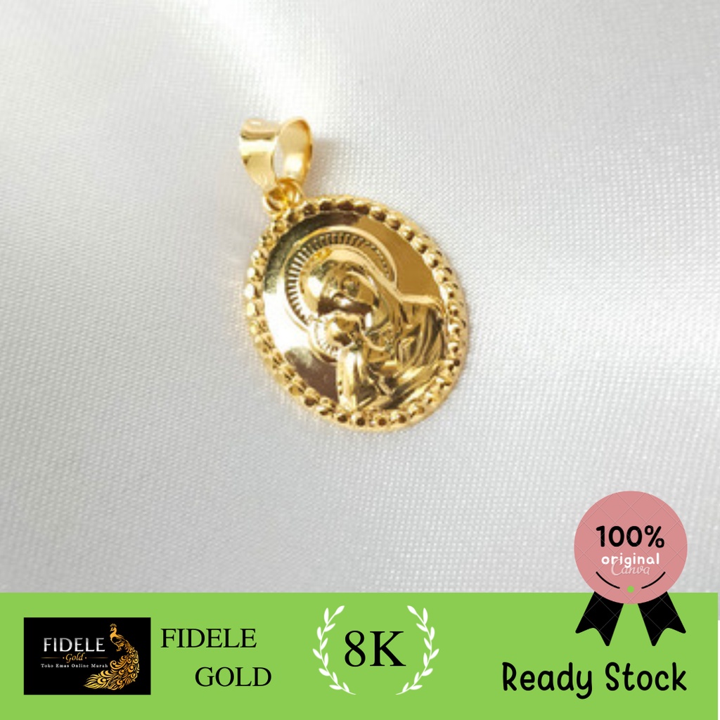 Liontin Bunda Maria Liontin Salib Liontin Kristen Emas Asli Ringan 375