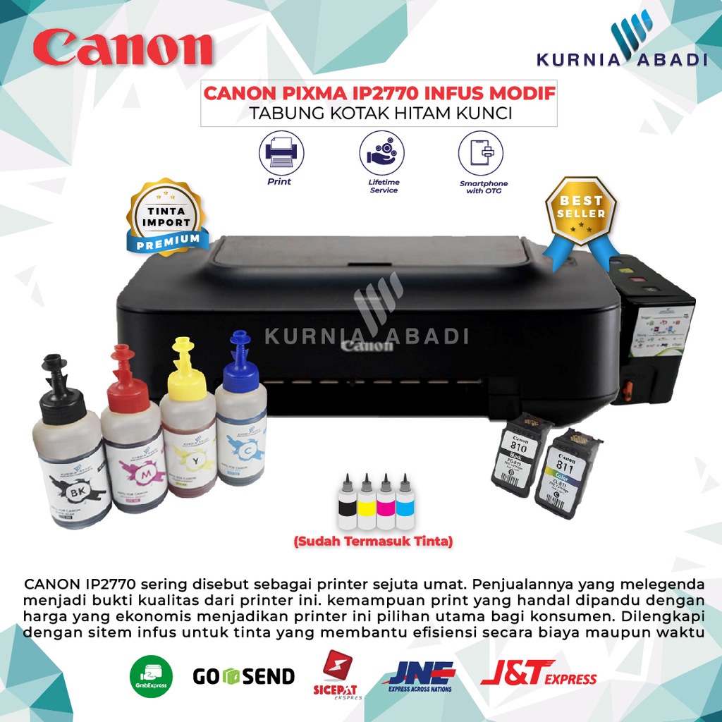 Printer Canon IP 2770 IP2770 Inkjet + Infus Tabung