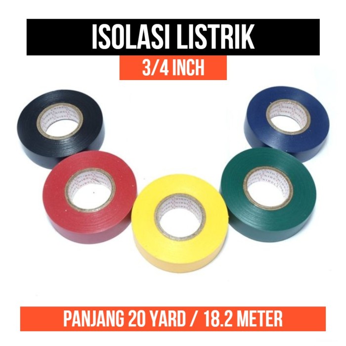 Isolasi Kabel Listrik Solasi Lakban Solatip 3/4 inch 20 yard 18m Meter