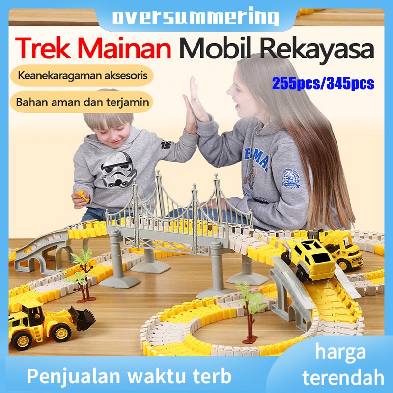 Kereta Api Mainan Hadiah Ulang Tahun mainan anak laki laki Mobil Edukasi Anak DIY Rakitan Mainan Mobil Rel