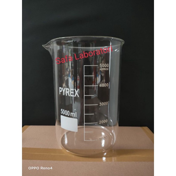 Beaker Glass 5000 ml Pyrex / Gelas Kimia / Gelas Beaker / Gelas Piala