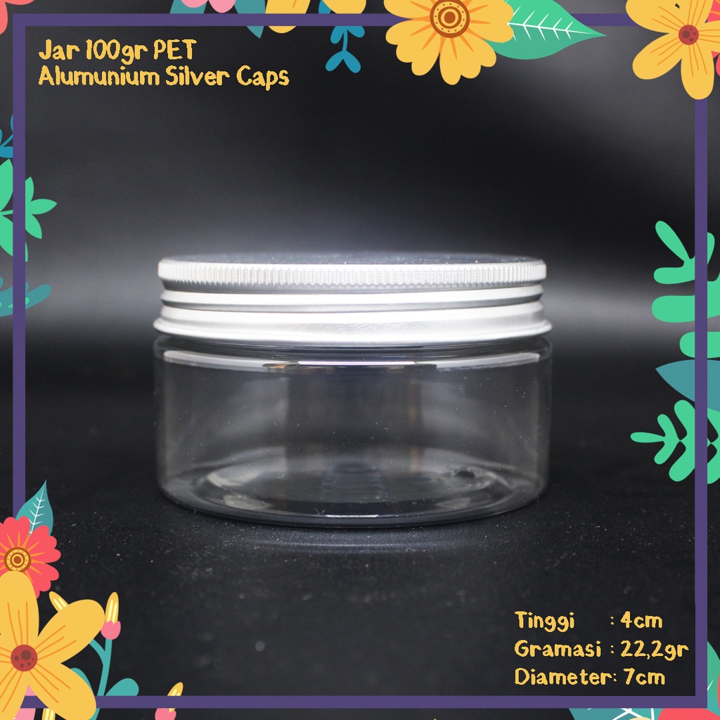 POT JAR 100GRAM 100GR BENING TUTUP ALUMUNIUM PET JAR 100ML 100 MLTEBAL KEMASAN MASKER WAJAH KOSMETIK