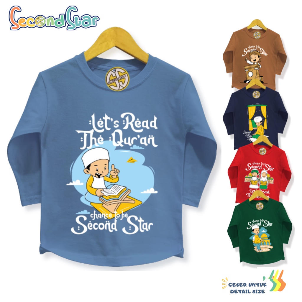 Secondstar baju anak Laki-laki Kaos oblong lengan panjang islami