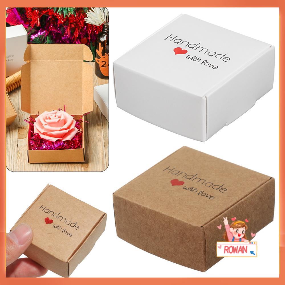 R-flower 10PCS Handmade with Love Perlengkapan Pesta Bungkus Kado Perhiasan Paket Kardus