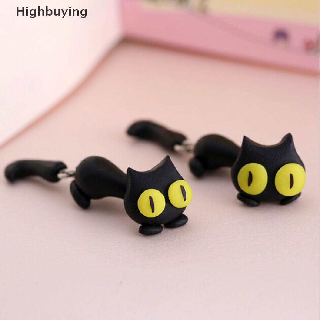 Hbid 1pasang Wanita Baru Lucu Polymer Clay Cute Cat Animal Stud Earrings Ear Stud jewelry Glory