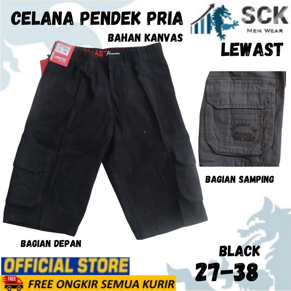 Celana Pendek LEWAST CARGO Bahan Katun 33-38 / Pakaian Pria / Celana Kantong Banyak Laki - sckmenwear GROSIR