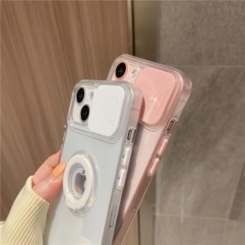 IPHONE Fashion Jendela Sliding Mewah Kamera Ring Bracket Casing Handphone Untuk Iphone14 13 12 11 Pro Max X XS Max XR 78 Plus Shockproof Penutup Belakang