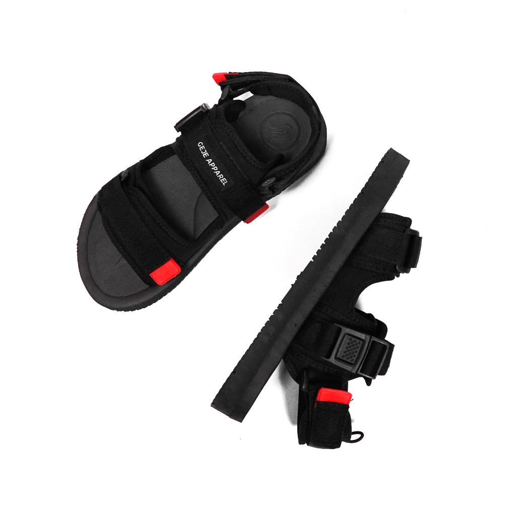 Geje Apparel - Sandal Gunung Outdoor Travelling Full Black