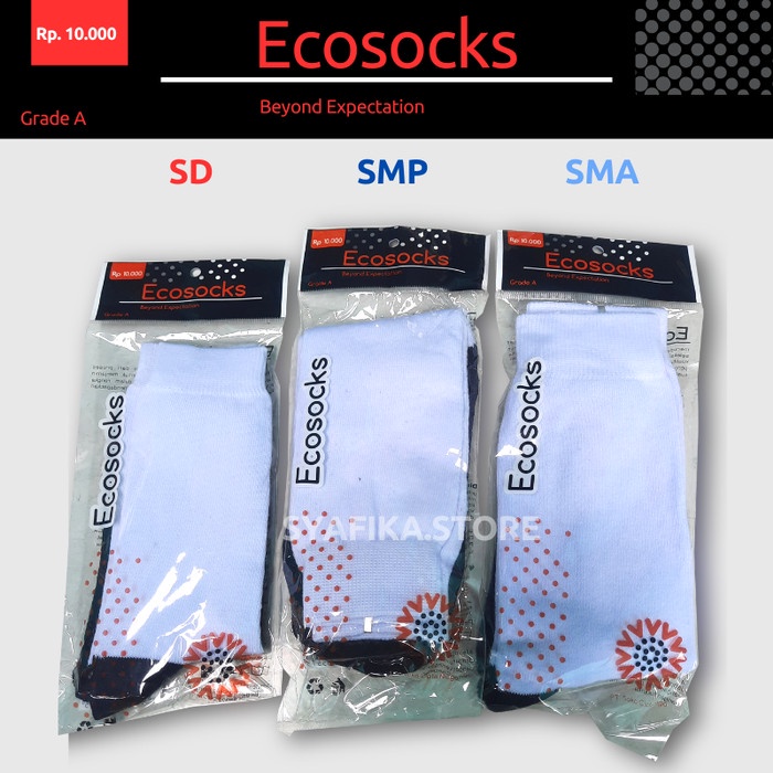 Kaos Kaki Anak Sekolah SD SMP SMA - SOKA School Ecosocks Hitam Putih