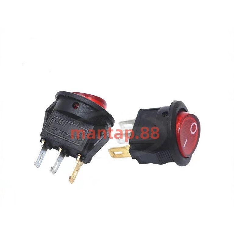 Saklar Lampu Bulat 3 Pin/Kaki Saklar/Rocker Switch Lampu Bulat On/Off