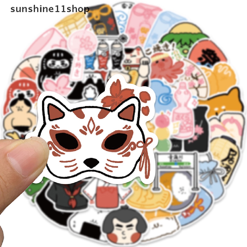 Sho 50 Pcs Gaya Jepang Stiker Peace Amulet Carp Streamer Aesthetic Decals Graffiti Stiker Tahan Air Skateboard Laptop Mainan Anak N