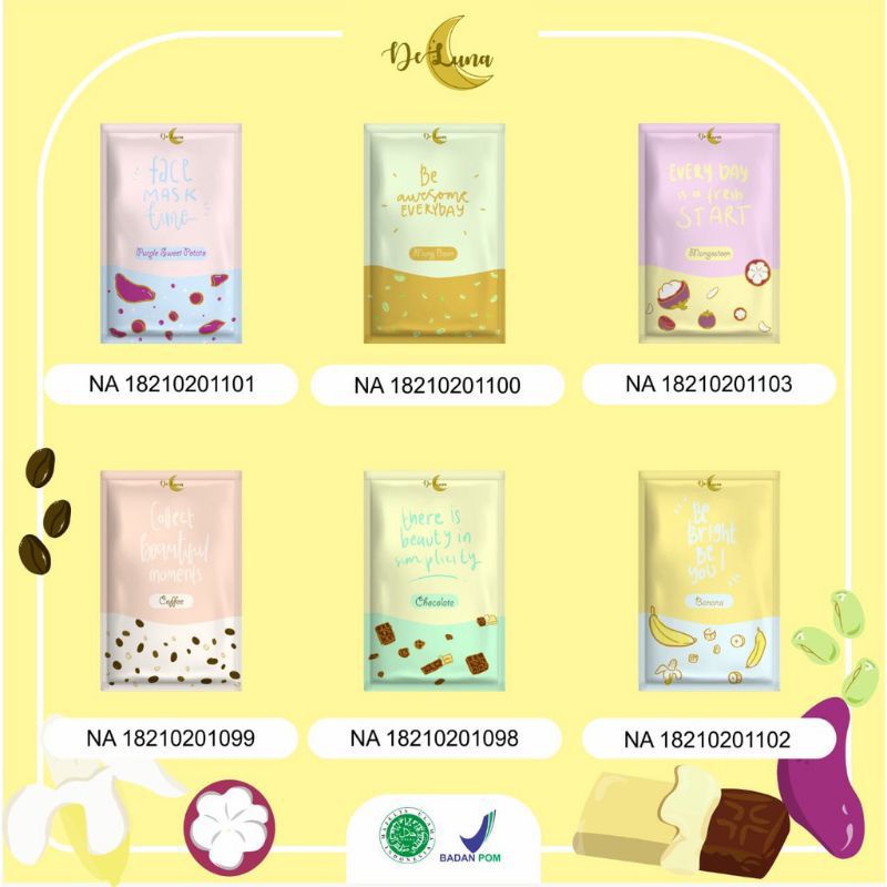 Masker Deluna by Poupeepou 10gr Mini size Masker Wajah Bubuk Scrub Lulur Badan