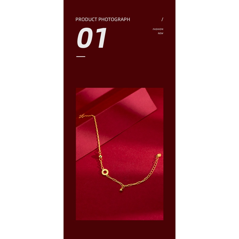 Goldkingdom Perhiasan Fashion Emas Asli Kadar 375Bangkok Aksesoris Ready Stock Gelang Cinta Wanita Kecil Segar Berlapis Emas Surat Semuanya