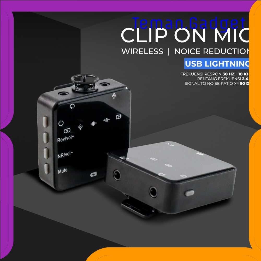 TG - KMR Clip On Mic Wireless Noice Reduction for Vlogging Zoom USB Lightning - K63